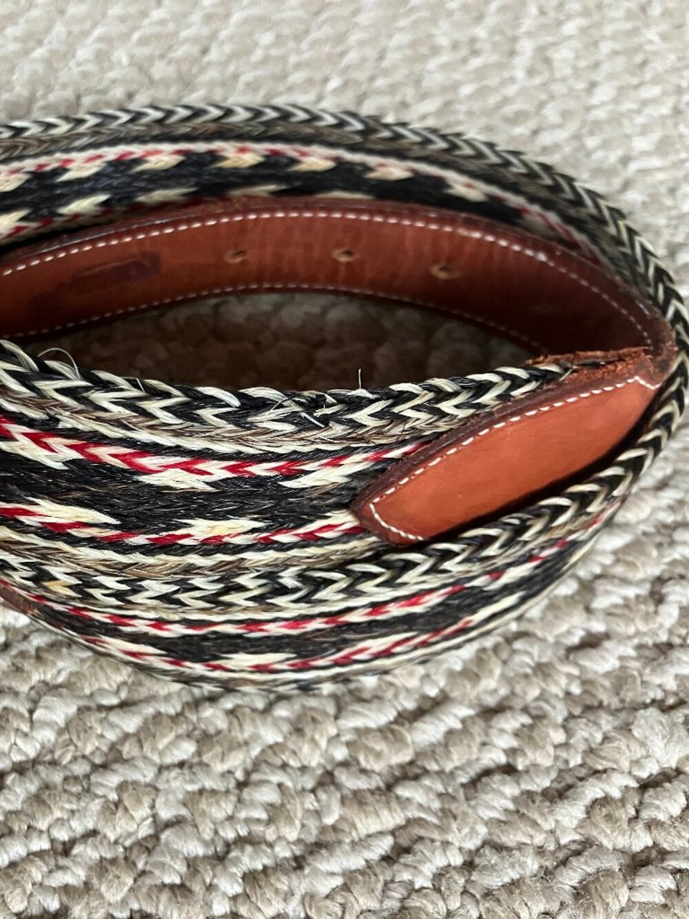 Western Horsehair Braided Belt‎ Blank Size 30 Hand Tooled Leather Brown